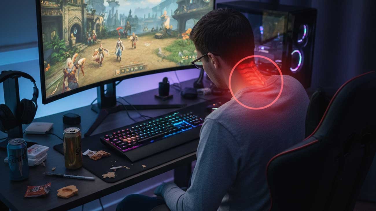 Nackenschmerzen beim Gaming? 7 Ursachen und wie dein Gaming-Tisch helfen kann